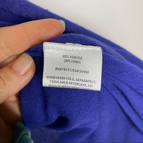 Eileen Fisher Open Front Semi Sheer Linen Blend Cardigan Size Small Petite - Picture 9 of 10